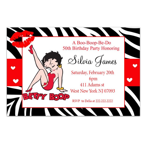 Betty Boop Personalised Party Invitations | Etsy