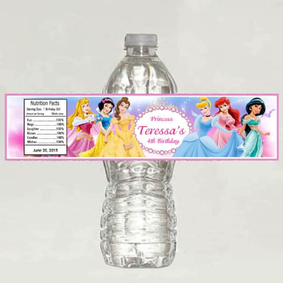  tiquette  de bouteille  d eau  d anniversaire princesse Etsy