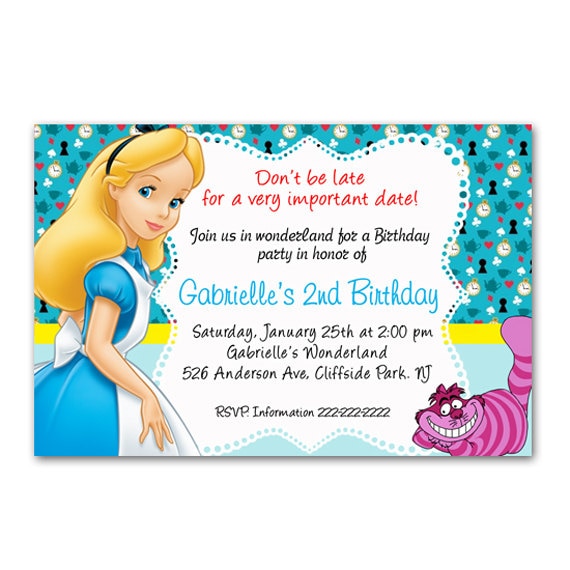 Printable File Alice In Wonderland Party Invitation Card Etsy