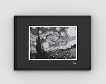 ゴッホの「星月夜」キャンバスアート：印象派の港の反射 - Etsy 日本