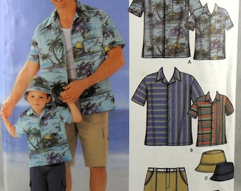 Simplicity 5581 Men and Boys Shirt, Shorts, and Hat