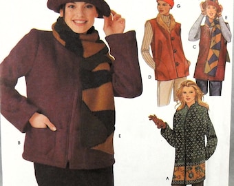 UNCUT Simplicity 9820 Jacket, Vest, Scarf, Hat, and Headband, bust 30.5-38