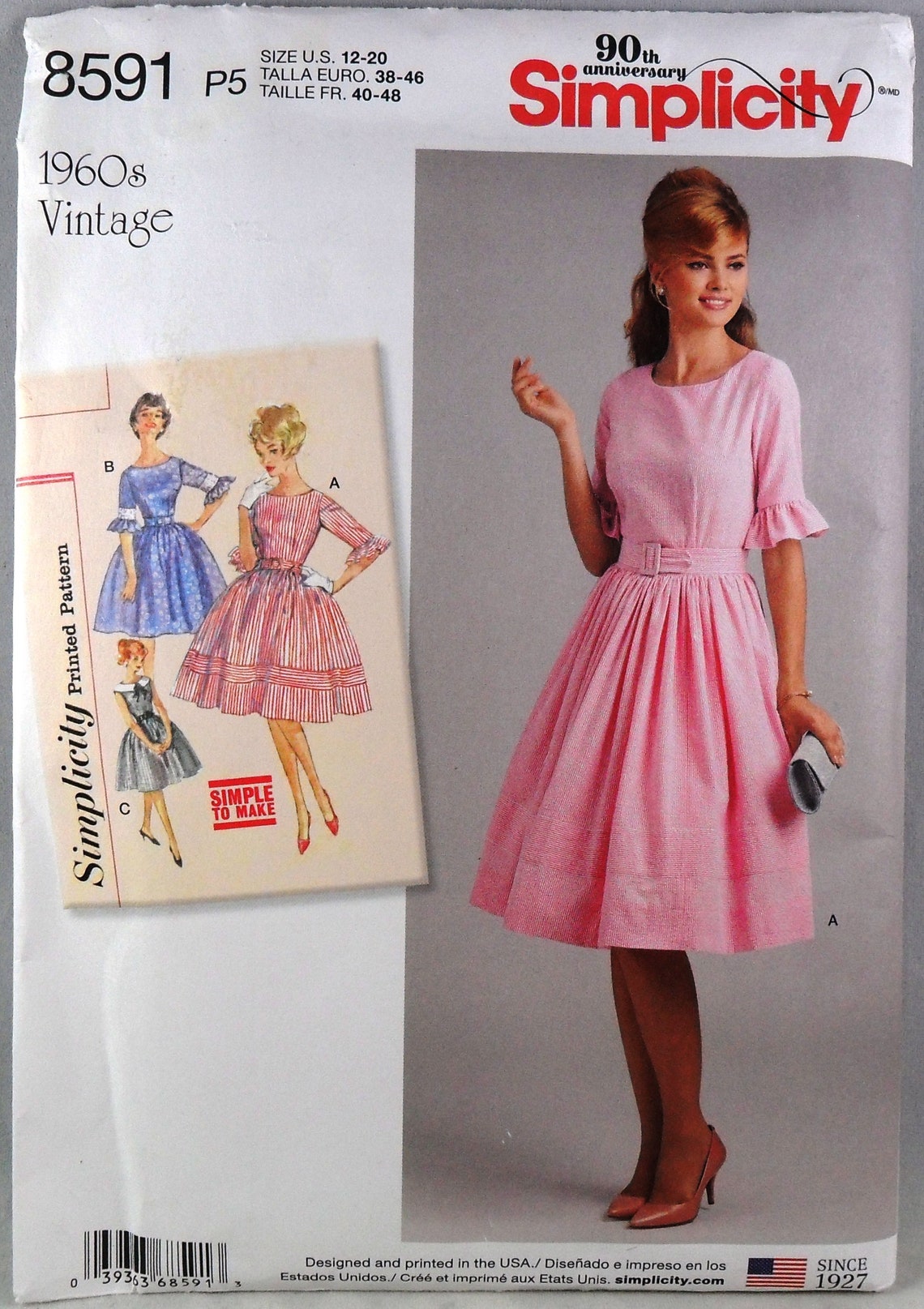 UNCUT Simplicity 8591 1960's Reissue Dress Bust 3442 Etsy