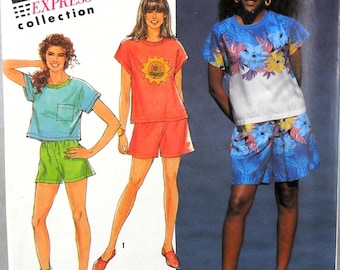 UNCUT Simplicity 7287 Shorts and Top with Painting Transfer, bust 30.5-42