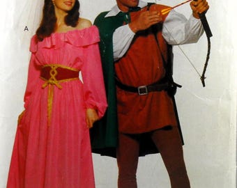 UNCUT Butterick 5749 Medieval Costumes, chest 30-40, bust 30.5-36