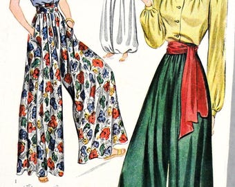 UNCUT Simplicity 3364 Blouse and Pants or Culottes, bust 36