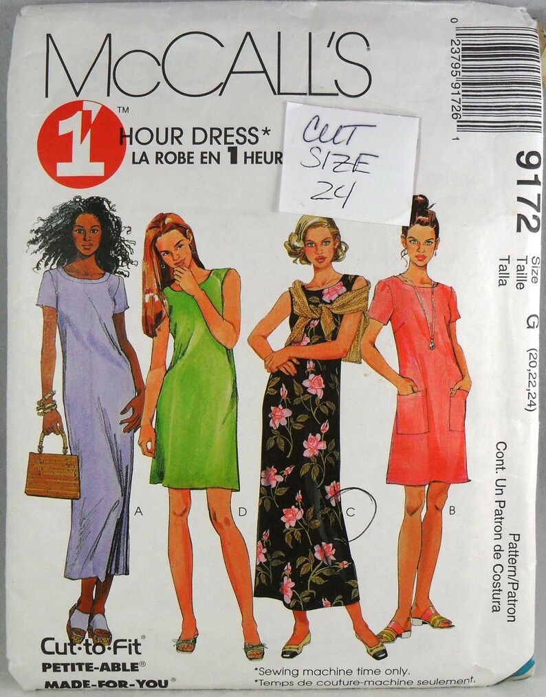 McCall/'s 9172 One Hour Dress bust 46