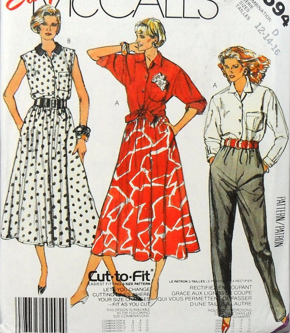 Uncut Mccall S 2594 Shirt Skirt And Pants Bust 34 38 Etsy