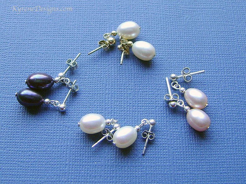 Blush Pink Pearl Drop Earrings Dainty Real Pearls Bridesmaid Etsy UK