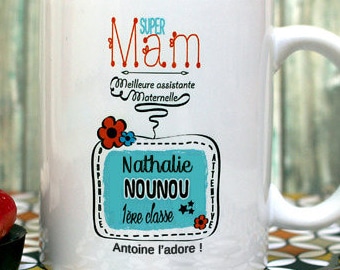 Mug Nounou. Cadeau nounou. Cadeau assistante maternelle. Mug personnalisé. Cadeau baby sitter. Tasse. Texte et graphisme by PIOU créations.