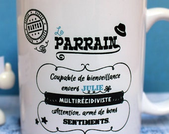 Mug parrain. Cadeau parrain. Cadeau baptême. Tasse parrain. Mug personnalisé. Mug baptême. Texte et graphisme by PIOU créations.