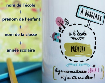 Mug Maîtresse ou Maître. Cadeau maîtresse. Cadeau maître. Tasse. Cadeau prof des écoles. Cadeau enseignant. Texte, graphisme PIOU créations.