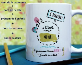 Mug Maîtresse ou Maître. Cadeau maîtresse. Cadeau maître. Tasse. Cadeau prof des écoles. Cadeau enseignant. Texte, graphisme PIOU créations.