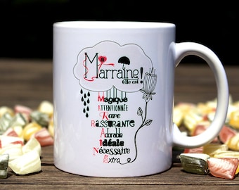 Mug marraine. Cadeau marraine. Cadeau baptême. Tasse marraine. Mug personnalisé. Mug baptême. Texte et graphisme by PIOU créations.