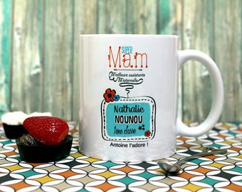 Mug Nounou. Cadeau nounou. Cadeau assistante maternelle. Mug personnalisé. Cadeau baby sitter. Tasse. Texte et graphisme by PIOU créations.