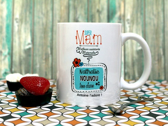 Cadeau nounou - Mug nounou à personnaliser avec votre prénom - idée cadeau  nounou : : Produits Handmade