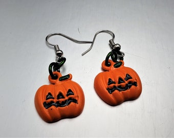 Boucles D'oreilles Pendantes Jack O'Lantern. Bijoux Amusants D