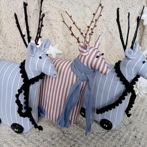 Tilda reindeer, primitive blue reindeer, Christmas toy, Christmas gift, soft toy, Christmas decor, Scandinavian decor, fabric reindeer