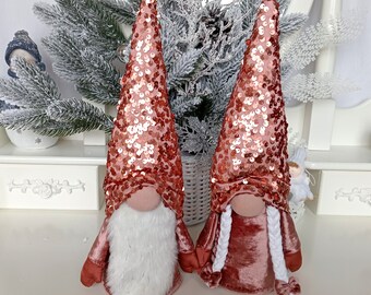 pink gnomes, scandinavian gnomes, shebby chic gnomes, winter gnomes, Christmas gift, nordic gnomes, mantel decor, gnome girl, gnome boy