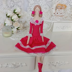 Tilda doll, polka dot dress doll, handmade doll, textile doll, gift for mom, interior doll, fabric doll, home decoration, ragdoll