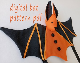 digital bat pattern pdf, DIY decor for Halloween, bat sewing tutorial for Halloween pdf, bat pattern pdf, bat decor