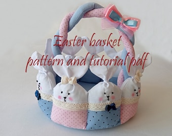 Osternest, Osterkörbchen mit Häschen pdf, Osterkörbchen Textil pdf, Osternest mit eigenen Händen, Osterdeko, Geschenk für Mama