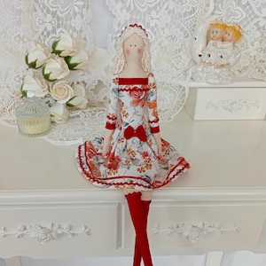 Tilda doll, textile doll, handmade doll, gift for mom, interior doll, fabric doll, home decoration, doll with long hair, ragdoll