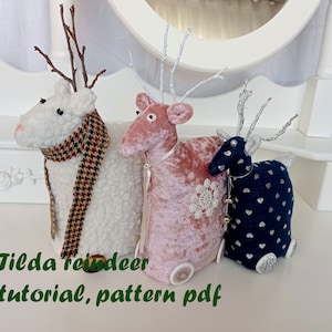 Tutorial e modello renna Tilda pdf, modello renna PDF, modello pecora di pezza, renna con le tue mani in 1 ora, modello giocattolo pdf
