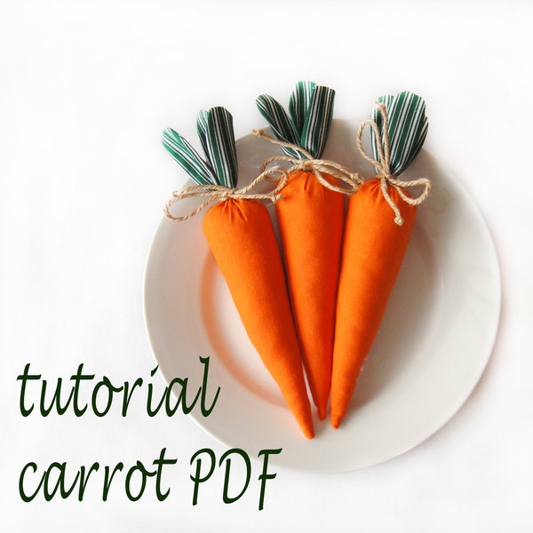 Pattern carrots PDF, DIY home holiday decor, carrot sewing tutorial, decor for nursery, digital file ukraine
