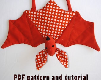 digital bat pattern pdf, DIY decor for Halloween, bat sewing tutorial for Halloween pdf, bat pattern pdf, bat decor