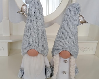 White and blue gnomes, Scandinavian gnomes, gnome, winter gnome, textile gnomes, Christmas gift, Christmas shelf decor, New Year's gift