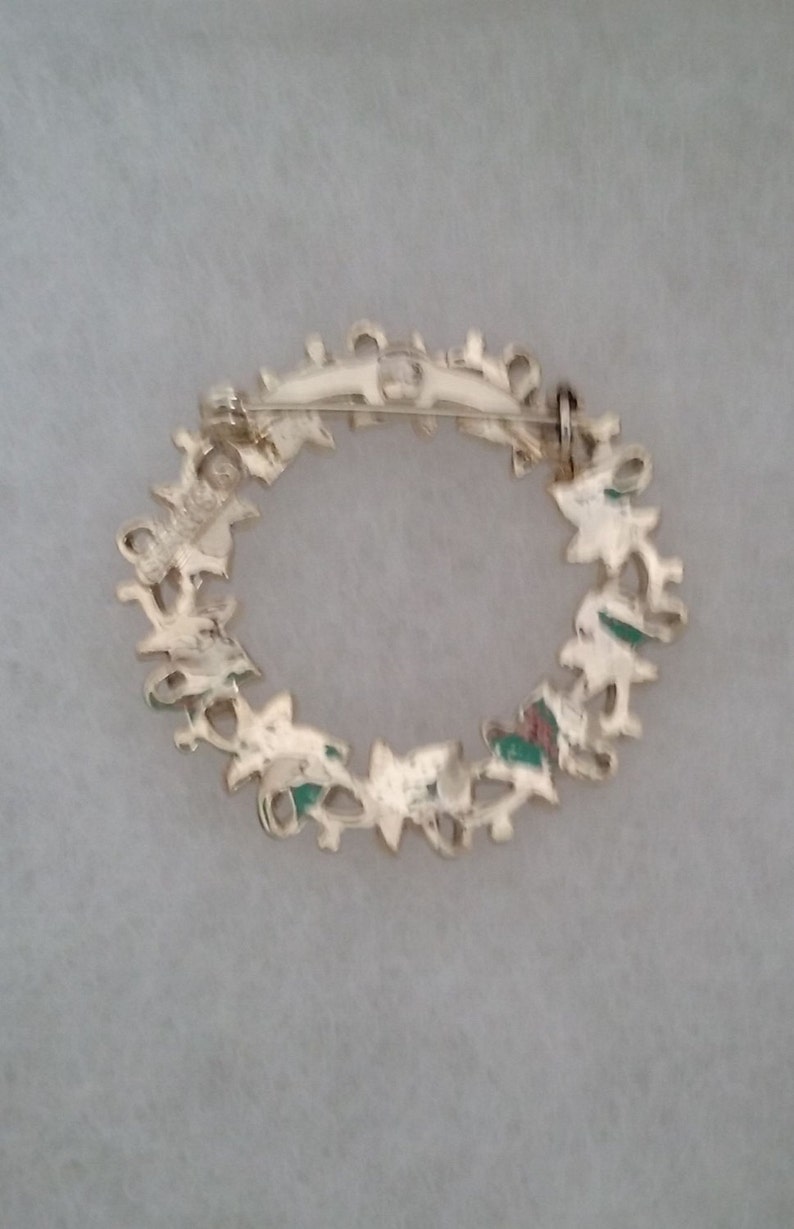 Gerry/'s Goldtone Crystal Holiday Wreath BroochVintage Christmas Wreath Brooch