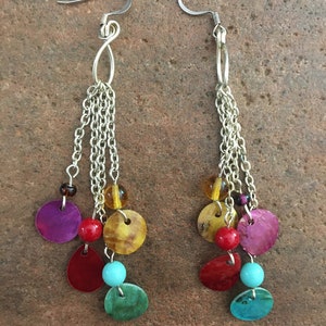 Shoulder Duster’s/ Shell & Chain Earrings/Sterling Silver Ear Wires