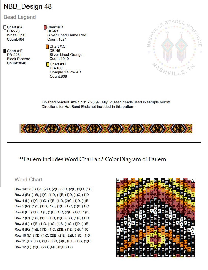 Instant Download/peyote Hat Band Pattern/ Non-loom/odd Count Peyote - Etsy