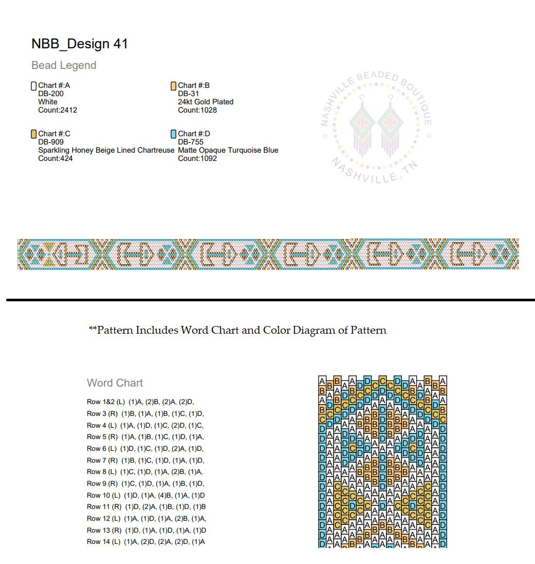 Simple Band Pattern HAT BAND Pattern- Instant Download Pattern/ Peyote Hat Band Pattern ...