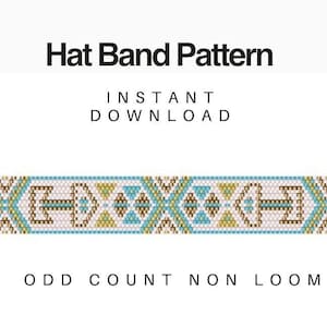 Descarga instantánea/Patrón/Patrón de banda de sombrero Peyote/Sin telar/Fácil de leer/Incluye gráfico de cuentas/Hágalo usted mismo