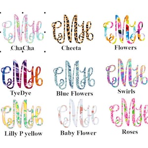 3 Letter Monogram - vinyl decal - printed or solid color - personalize anything