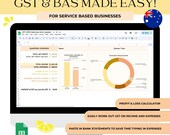 Service Business GST Worksheet for BAS Easy Bookkeeping Google Sheet Spreadsheet Profit And Loss  Accounting Template Sales Taxes Tracker