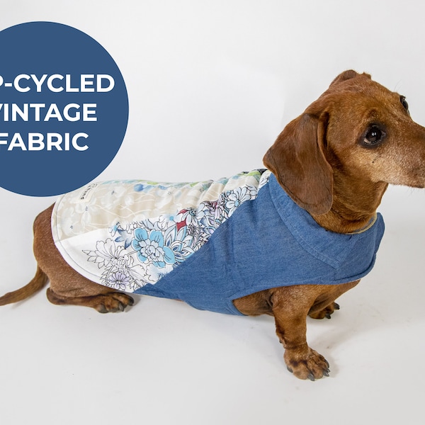 Little Hund Denim Chambray & Vintage Fabric Dog Coat