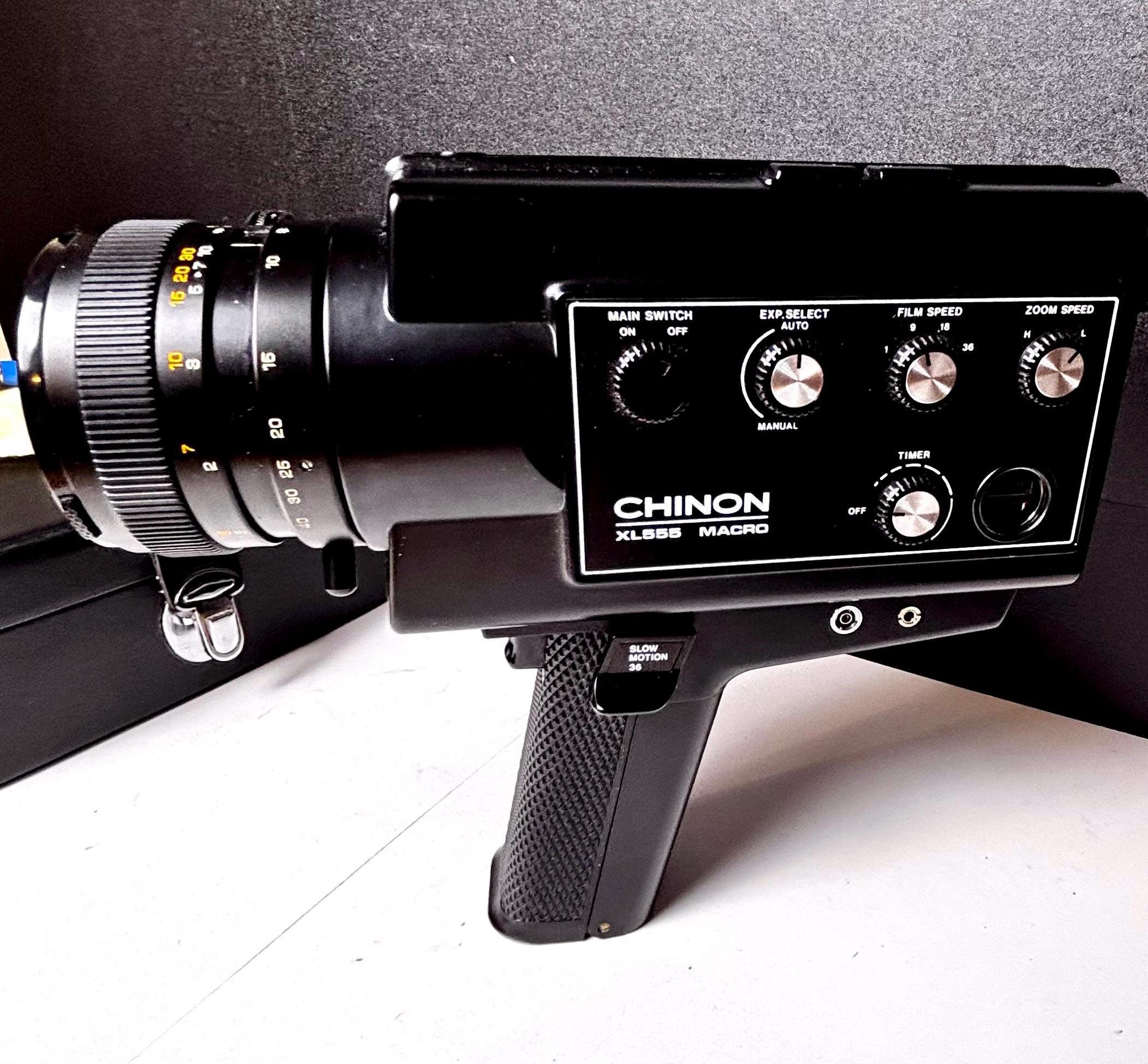 Vintage Chinon 555 XL, Gun Style, 8mm Movie Camera With Case