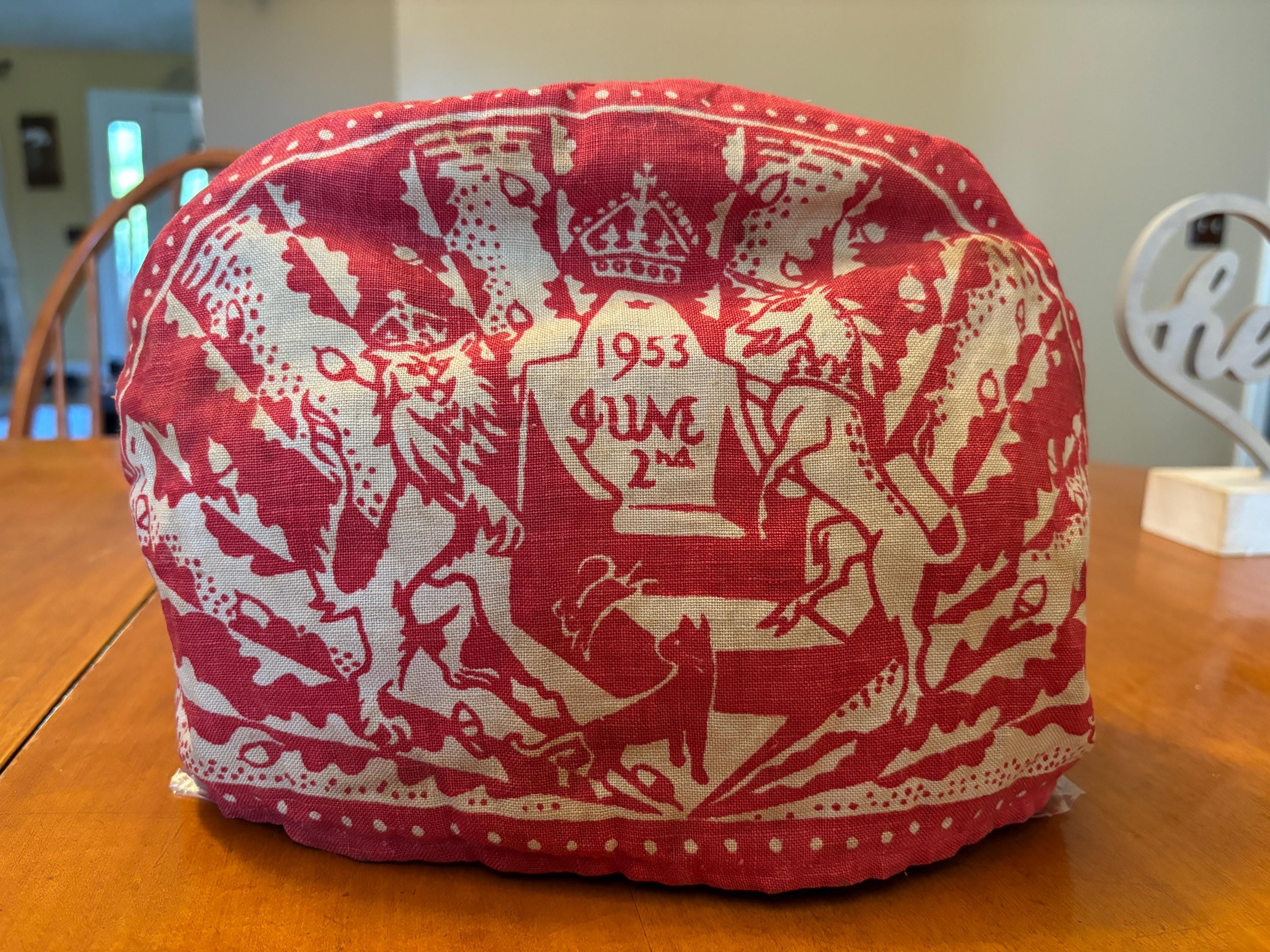 Queen Elizabeth Coronation June 1953 Linen Toaster Cover Vintage.