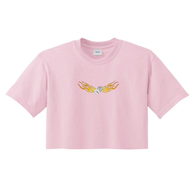 Flaming Dice Crop T-shirt Top Shirt Tee Cropped Fashion 90/'s retro Grunge Fire Flames