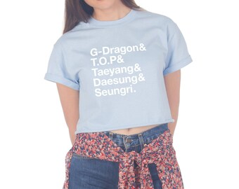 Big Bang Names Crop T-shirt Top Shirt Tee Cropped Fashion Fangirl Band Kpop G-Dragon