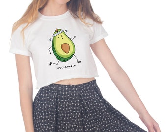 Avo-cardio Crop T-shirt Top Shirt Tee Cropped Fashion Funny Grunge Avocado Cardio Fitness