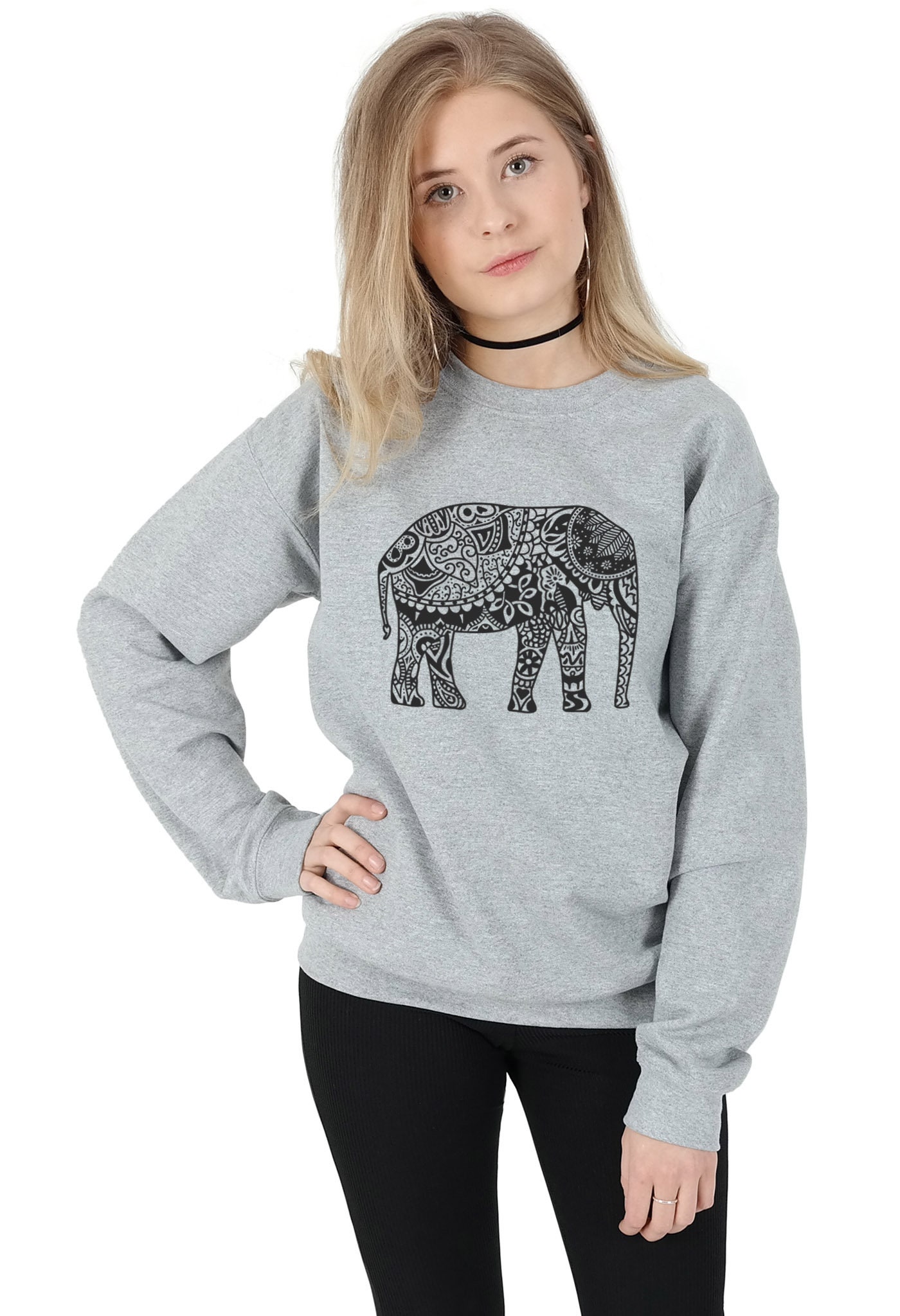 Large Boho Elephant Sweater Jumper Sweatshirt Top Fashion Etsy