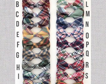 Autumn Fall Plaid Hair Bow and Bow Tie Faux Leather Brother Sister Fall Autumn Bow and Bowtie Autumn Plaid Faux Leather Bows