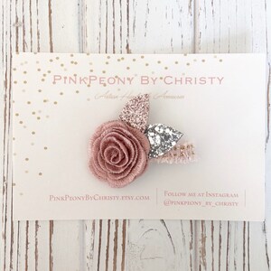 Dusty Rose Flower Hair Bow: Dainty Baby Hairbow image 7
