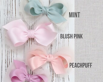 Pick your color-PeachPuff tulle hairbow-Mauve hairbow-Sage Hairbow-Mint hairbow-Blush hairbow-tulle hairbow-Baby headband-Lilac hairbow