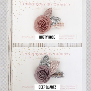 Dusty Rose Flower Hair Bow: Dainty Baby Hairbow image 3