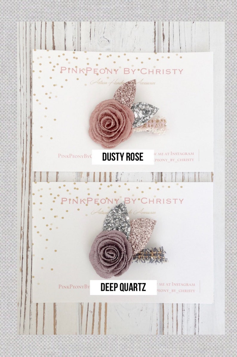 Dusty Rose Flower Hair Bow: Dainty Baby Hairbow image 3
